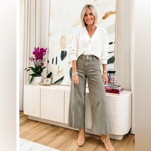 High rise sailor wide leg denim - Olive